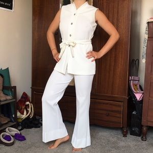 60’s white striped pant suit